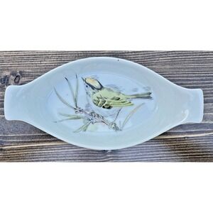 Vintage‎ Enesco Song Bird Individual Gratin Dish Oval Mini Baker 1976